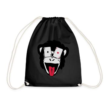Affe Gorilla Affe Poker tete5 - Turnbeutel - Schwarz - Vorne