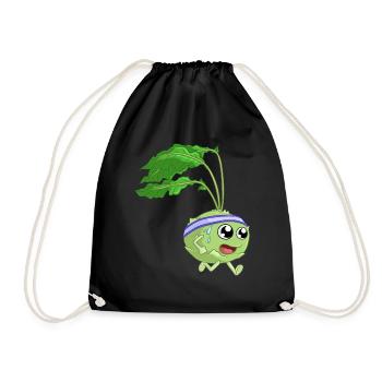 Fitness Kohlrabi - Turnbeutel - Schwarz - Vorne