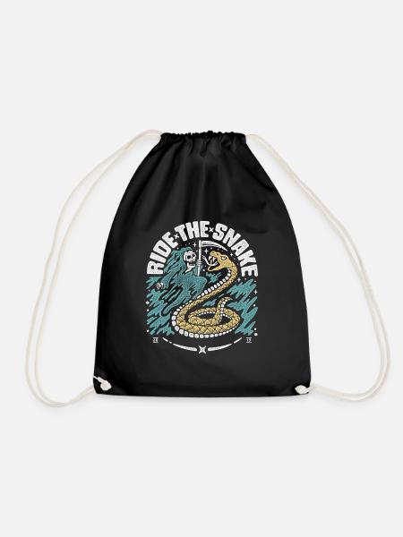 ride the snake - Drawstring Bag - black
