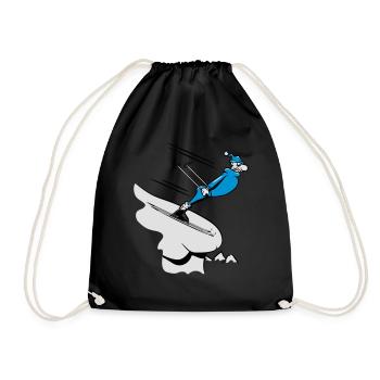 Winter holiday ski downhill funny comic - Drawstring Bag - black - Front