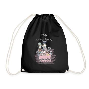 Alice white text - Drawstring Bag - black - Front