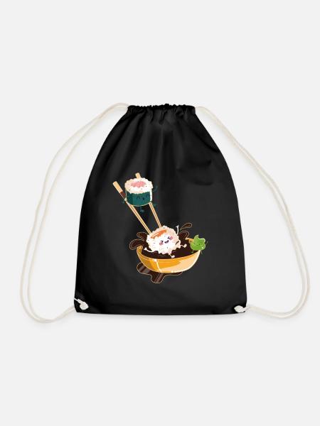 Sushi Anime I Japanese Food I Kawaii Sushi - Turnbeutel - Schwarz