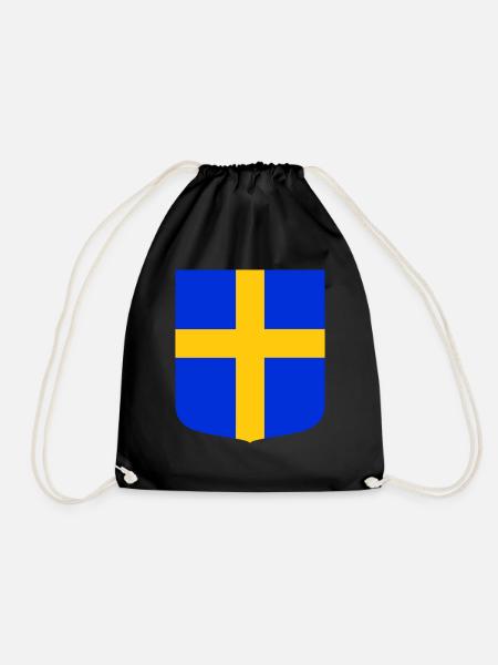 Shield flag Sweden - Drawstring Bag - black