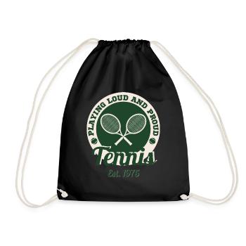 Tennis 1975 Vintage Retro Design Play Loud & Proud - Drawstring Bag - black - Front