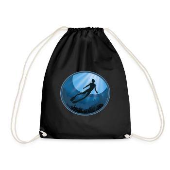 Freedive Der Ozean ruft Free Diver - Turnbeutel - Schwarz - Vorne