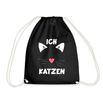 Süßes Katzen Damen Motiv Katzenbesitzerin - Turnbeutel - Schwarz - Vorne
