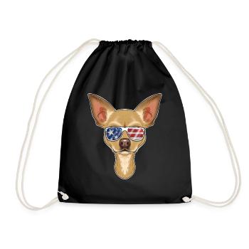 Chihuahua USA Sunglasses I American Flag Chihuahua - Drawstring Bag - black - Front
