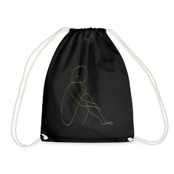 Dessin au trait silhouette féminine Visages féminins visage - Sac de sport léger - noir - Devant