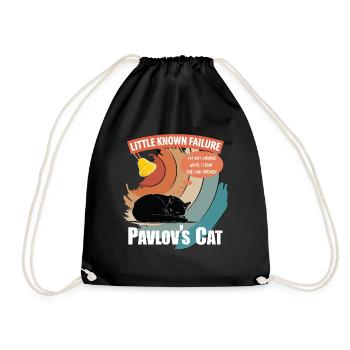 Pavlov's Cat Little Known Failure Funny Psychology - Drawstring Bag - black - Front