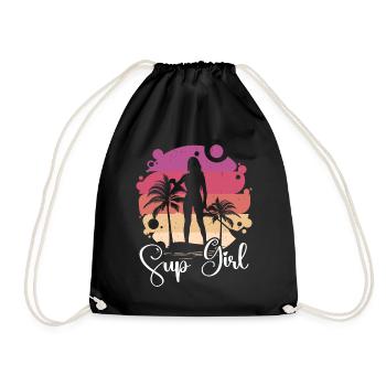 Stand Up Paddling Women's T-Shirt SUP Shirt Women - Drawstring Bag - black - Front