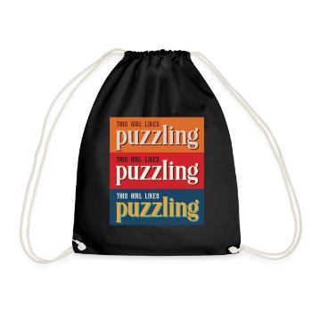 Puzzle Girl Funny Quote Jigsaw Hobby Puzzler - Drawstring Bag - black - Front