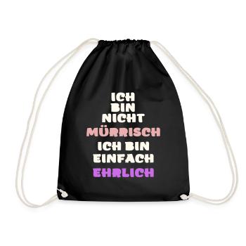 Lustiger mürrisch launisch wütender ehrlich Vektor - Turnbeutel - Schwarz - Vorne