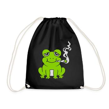 Weed Joint Frog Stoned - Drawstring Bag - black - Front