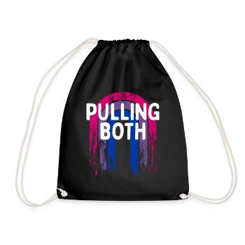 Pulling Both Bisexual LGBTQ Bi Pride Couples Funny - Drawstring Bag - black - Front