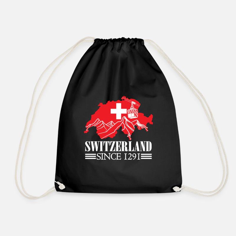 Schweiz Karte seit 1291 Schweizer Flagge - Schweizer Fans - Turnbeutel - Schwarz