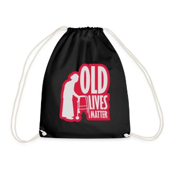 old lives matter quote - Drawstring Bag - black - Front