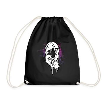 DJ Equalizer Electro Colors Music Headphones - Drawstring Bag - black - Front