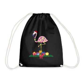 Flamingo-Weihnachten. Weihnachtsgeschenk - Turnbeutel - Schwarz - Vorne