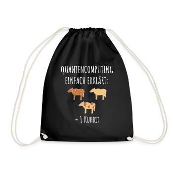 Quantencomputing mit Kühen Lustig Geschenk Kuhbit - Turnbeutel - Schwarz - Vorne