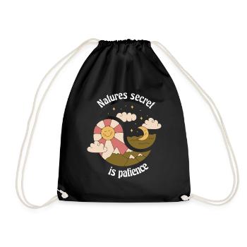 Natures Secret Is Patience Retro Nature Designs - Turnbeutel - Schwarz - Vorne