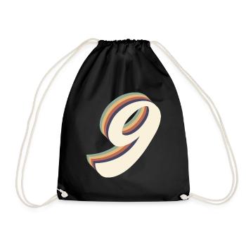 Vintage 9th Anniversary - Drawstring Bag - black - Front