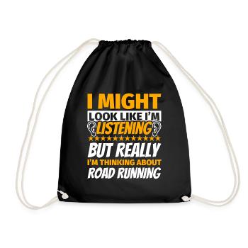 Road Running Fun Gift - Drawstring Bag - black - Front