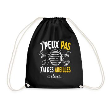 J'peux Pas J'Ai des Abeilles à élever Humoristique - Sac de sport léger - noir - Devant