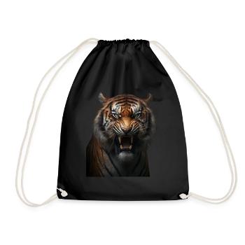Strong tiger with an angry expression wild - Drawstring Bag - black - Front