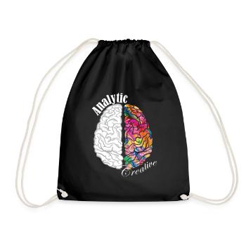 Analytic Creative Brain Left Brained Right Brained - Drawstring Bag - black - Front