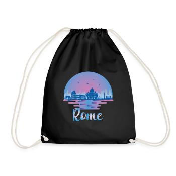 Skyline von Rom - Italien Reisen - Roma Italia - Turnbeutel - Schwarz - Vorne