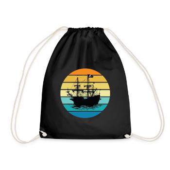 Pirate Ship - Drawstring Bag - black - Front