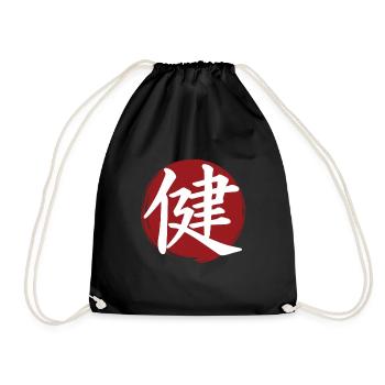 Health Kanji - Drawstring Bag - black - Front