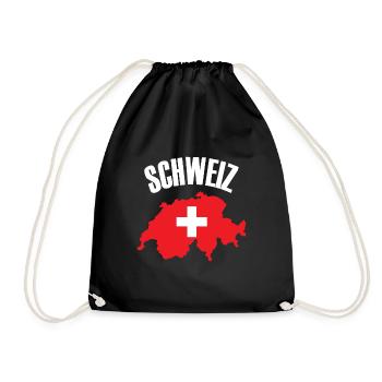 Schweiz - Switzerland Map Swiss Flag - Drawstring Bag - black - Front