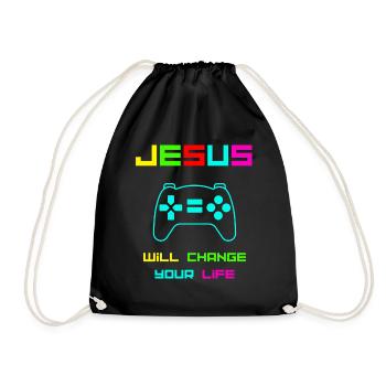 Jesus will change your life colour - Drawstring Bag - black - Front