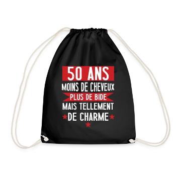 50 ans cadeau humour anniversaire homme beauf papa - Sac de sport léger - noir - Devant