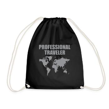 Professional Traveler World Map - Drawstring Bag - black - Front