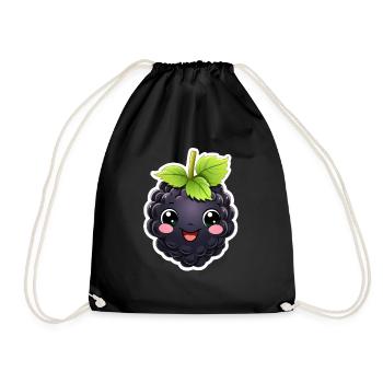 Blackberry kawaii sweet - Drawstring Bag - black - Front