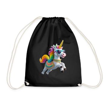 Licorne cool avec des lunettes de soleil arc-en-ciel - Sac de sport léger - noir - Devant