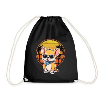 Chiller Chihuahua East Coast West Coast - Drawstring Bag - black - Front