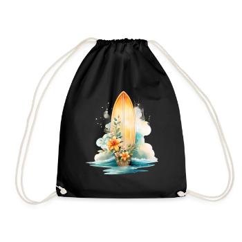SURFBOARD IN BLOOM - Drawstring Bag - black - Front
