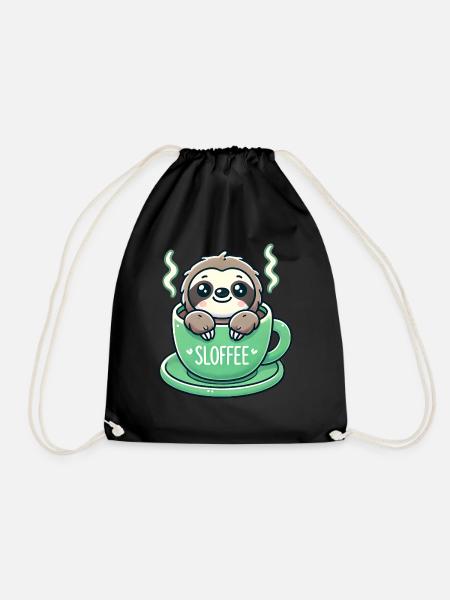 Süßes Faultier Kaffee Liebhaber - Turnbeutel - Schwarz