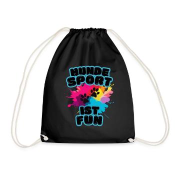 Aufdruck Hundesport ist fun rainbow Var. schwarz - Turnbeutel - Schwarz - Vorne