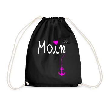 Moin North German North Sea Baltic Sea Anchor T-Shirt - Drawstring Bag - black - Front