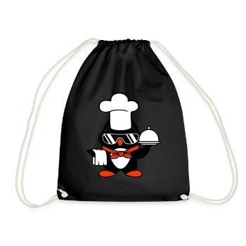 Penguin Chef Chef Chef Hat Cooking Sunglasses - Drawstring Bag - black - Front