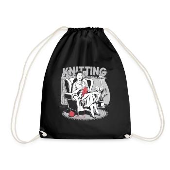 Funny knitwear design – retro humor for handicrafts - Drawstring Bag - black - Front
