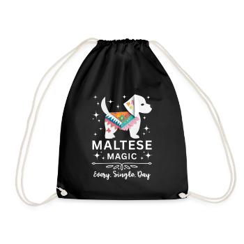 Maltesische Magie – Boho Papier Hundekunst für Tierliebhaber - Turnbeutel - Schwarz - Vorne