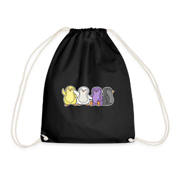 Nichtbinäres Flaggen-Pinguin-Design für Enbys - Turnbeutel - Schwarz - Vorne
