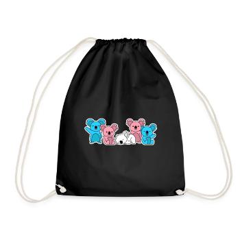 Trans flag koala design for trans people - Drawstring Bag - black - Front