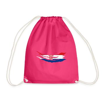 Kroatien Flagge Adria Zagreb Kroatische Fahne - Turnbeutel - Fuchsia - Vorne