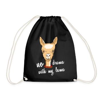 lama no drama alpaka kamel face spruch comic cute - Turnbeutel - Schwarz - Vorne